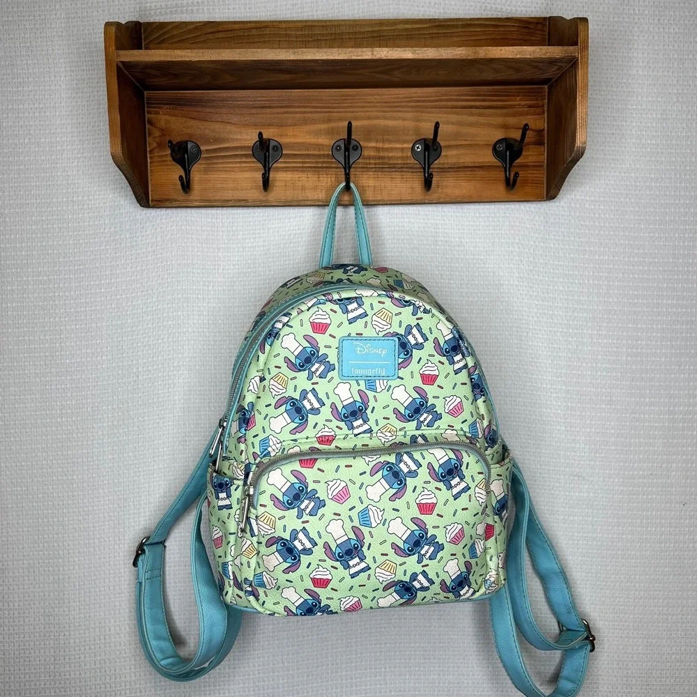 Disney Loungefly Stitch Chef Cupcake Mini Backpack‎ Green Blue